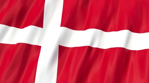 Flag of Denmark waving in the wind. Seamless looping. 3d generated. Vídeo Stock 49089924
