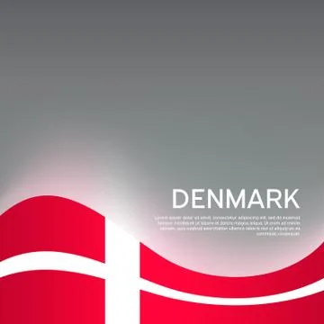 Flag of Denmark on wavy glossy background. National poster design. State danish Stock Illustration