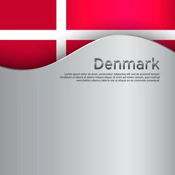 Flag of Denmark on a wavy metal background. National poster design. Danish Stock Illustration