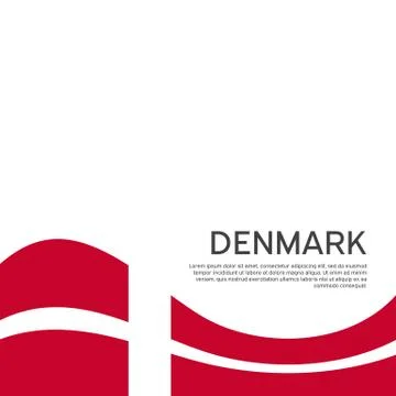 Flag of Denmark on a wavy white background. National poster design. State Danish Stock Illustration