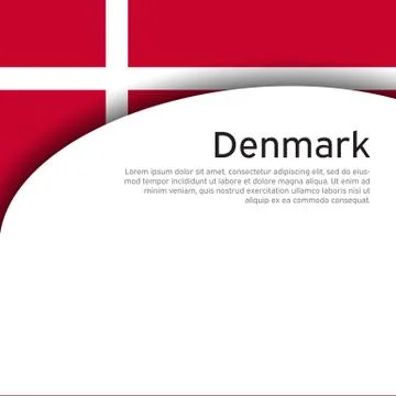 Flag of Denmark on a wavy white background. National poster design. State Danish Stock Illustration