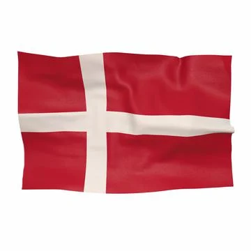 Flag of Denmark on a white background 3d-rendering 스톡 일러스트