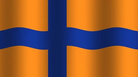 Flag design with blue cross on orange background Stock Footage 338164752