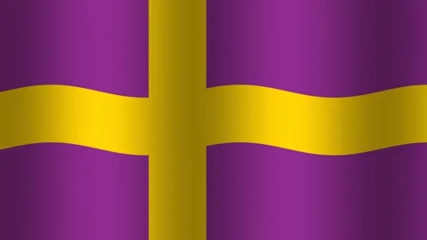 Flag design with purple background and yellow cross pattern Stock Footage 338034333