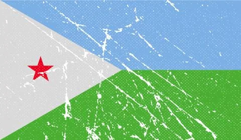 Flag of Djibouti with old texture. Vector Stock Illustration