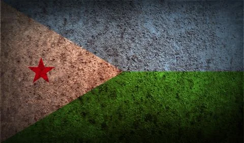 Flag of Djibouti with old texture. Vector Illustrazione stock