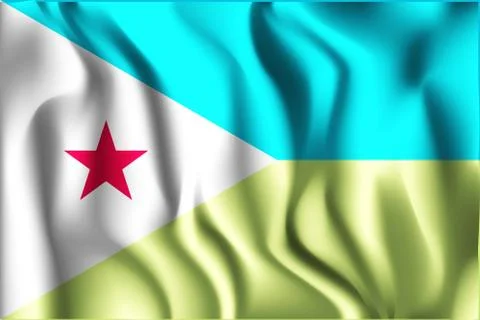 Flag of Djibouti. Rectangular Icon. Waving Effect. Vector イラスト素材