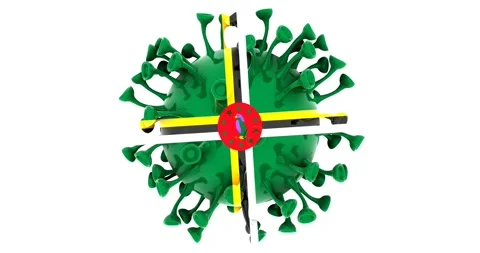 Flag of Dominica on Seamless looping 3D animation of the covid-19 Corona Virus Stock Footage 166461887