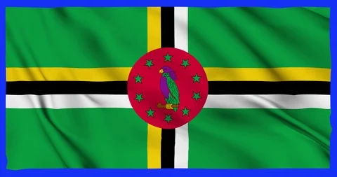 Flag of Dominica waving on a samless loop over an easily removable background 스톡 동영상 98371368