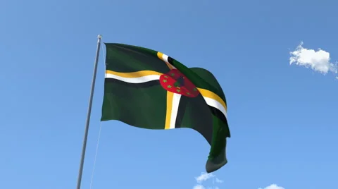 The flag of Dominica Waving on the Wind. Stock Footage 40709429