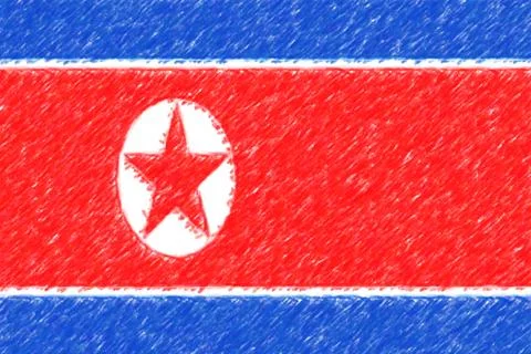Flag of DPR Korea background o texture, color pencil effect. Stock Illustration