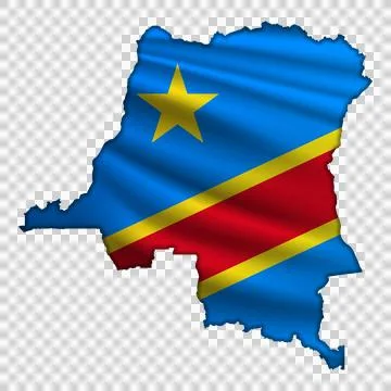 Flag DR Congo in the form of a map 库存插图