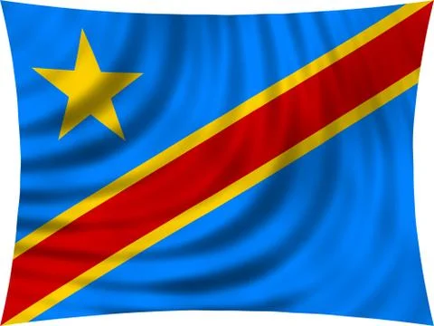 Flag of DR Congo waving isolated on white Stock Photos
