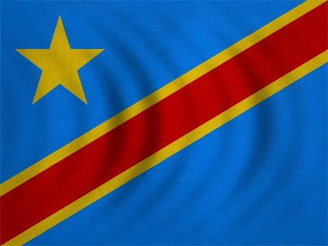 Flag of DR Congo wavy real detailed fabric texture Stock Photos