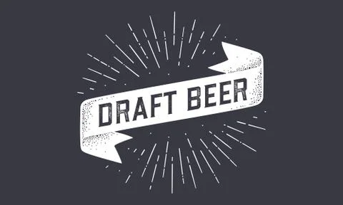 Flag Draft Beer. Old school flag banner with text Illustrazione stock