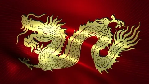 Flag of dragon Stock Footage 95802281