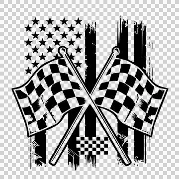 Flag Dual Checkered Flags With Stars crossed flagpoles Stock Illustration
