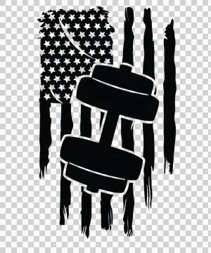 Flag Dumbbell Silhouette Centered Over A Vertical Distressed Ilustração Stock