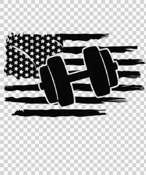 Flag Dumbbell Silhouette Centered Over A Horizontal Ilustração Stock