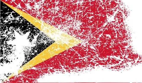 Flag of East Timor with old texture. Vector Stock Illustration