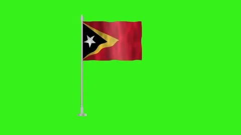 Flag of East Timor, Pole flag of East Timor, East Timor flag waving in the .. Stock Illustration
