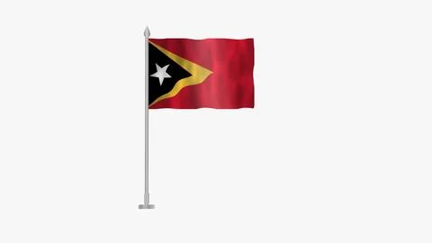 Flag of East Timor, Pole flag of East Timor, East Timor flag waving in the .. Stock Illustration