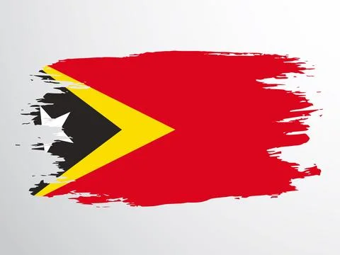 Flag of East Timor (Timor-Leste) painted with a brush Stock Illustration