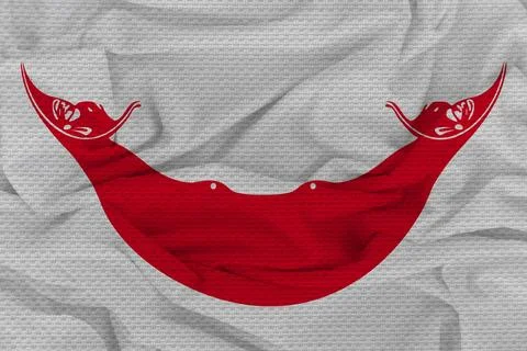 Flag of Easter Island Rapa Nui, Fabric flag of Easter Island Rapa Nui. East.. Stock Illustration