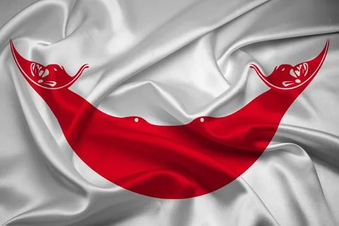 Flag of Easter Island Rapa Nui, Fabric flag of Easter Island Rapa Nui. East.. Stock Illustration