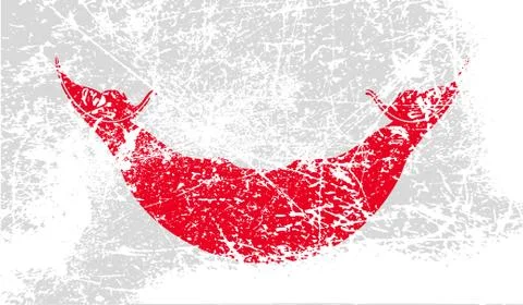 Flag of Easter Rapa Nui, CHILE with old texture. Vector イラスト素材