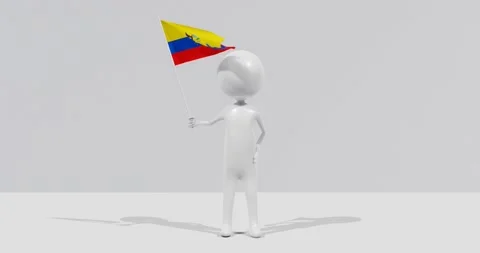 Flag of Ecuador. 3D Character holding and waving flag 4K UHD 60FPS Video stock 223317366