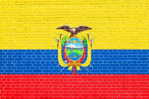 Flag of Ecuador on brick wall texture background Stock Illustration