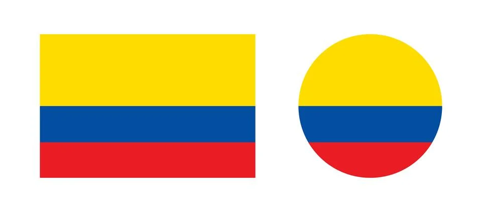 Flag of Ecuador circle, rectangle icons. Set of round, rectangular civil flag Stock Illustration