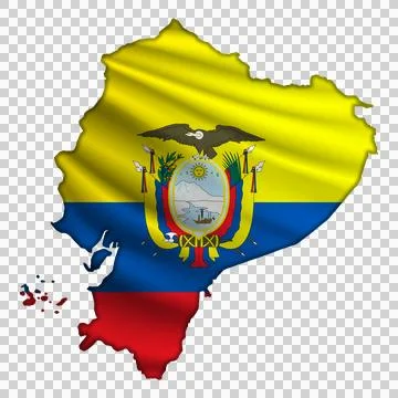 Flag Ecuador in the form of a map 库存插图