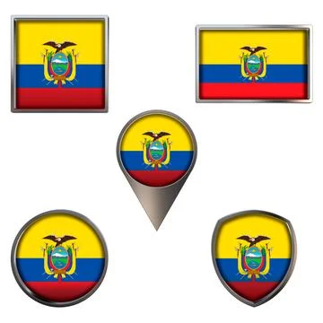 Flag of the Ecuador Icons set image Stock Illustration