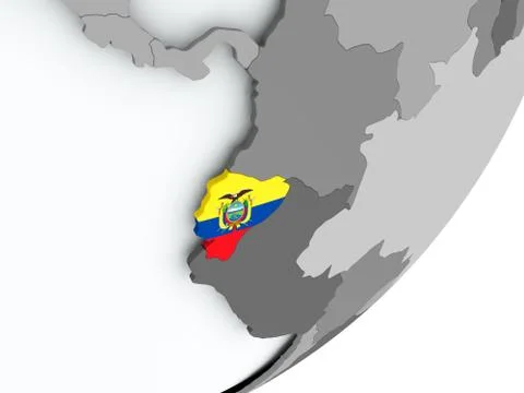 Flag of Ecuador on map Stock Illustration