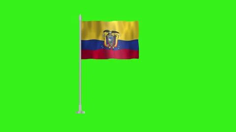 Flag of Ecuador, Pole flag of Ecuador, Ecuador flag waving in the wind isol.. Stock Illustration