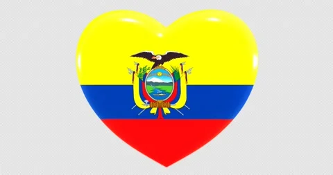 Flag of Ecuador on turning Heart 3D Loop Animation with Alpha Channel 4K UHD Stock Footage 168454734