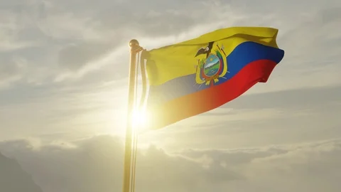 Flag of Ecuador Waving, Realistic Animation, 4K UHD 60 FPS Slow-Motion Stock Footage 125645165