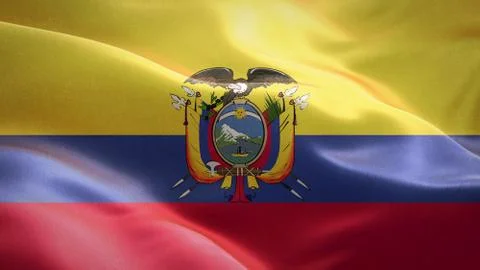 Flag of Ecuador waving in the wind. 3D Waving flag design. Stock Illustration