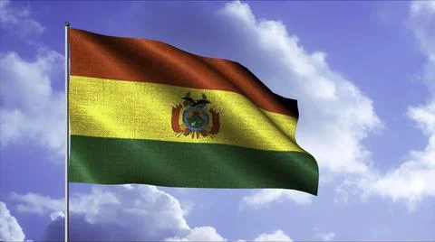 Flag of Ecuador waving in the wind on flagpole, seamless loop. Motion. Concept Ilustración de archivo
