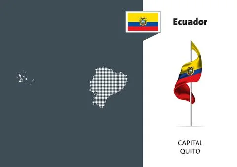 Flag of Ecuador on white background. Dotted map of Ecuador Stockillustratie