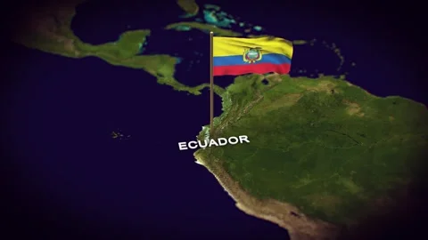 The Flag of Ecuador on the World Map, Ecuador map with flag 3d animation Stock Footage 289645159