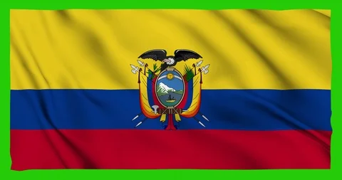 Flag of Ecuator waving on a samless loop over an easily removable background Stock Footage 98371414