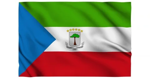 Flag of Ecuatorial Guinea waving on a samless loop over an easily removable back Stock Footage 98371442