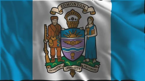 Flag of Edmonton waving slowly Vídeos de archivo 341503240
