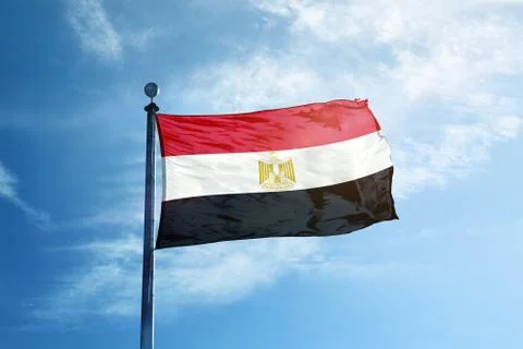 Flag of Egypat on the mast Stock Photos