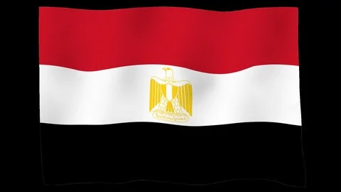 Flag of Egypt, 60 fps, slow motion, lopped, alpha channel Stock Footage 100019658