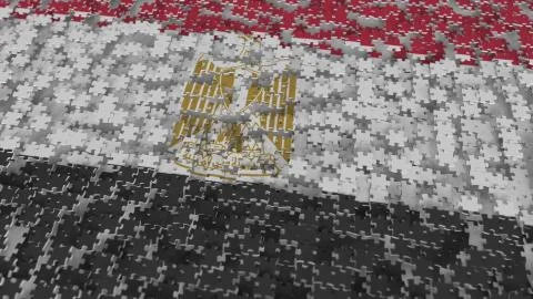 Flag of Egypt being made with jigsaw puzzle pieces. Egyptian problem solution Stock Illustration