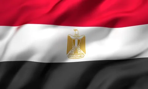 Flag of Egypt blowing in the wind Stock Illustration